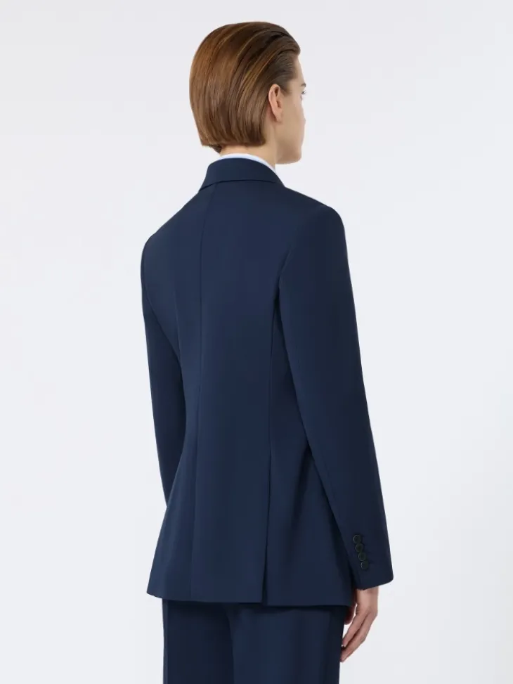 Double-breasted comfortable wool blazer - CHINA BLUE
