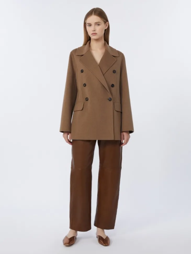 Double-breasted double-faced wool jacket - CAMEL