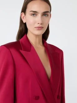 Double-breasted envers satin blazer - RUBY