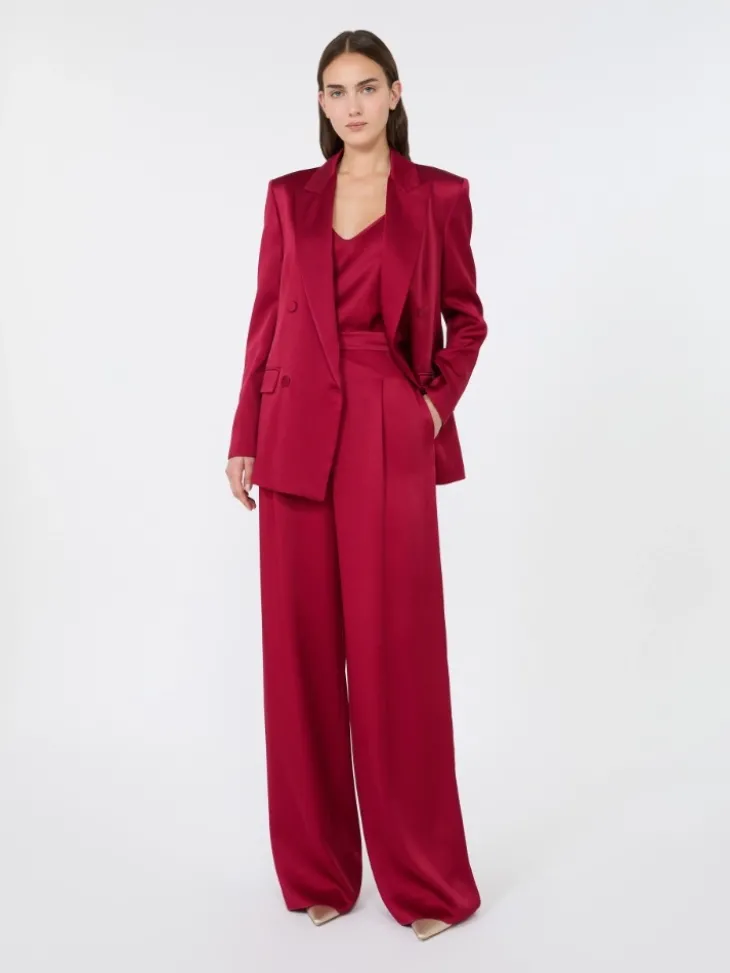 Double-breasted envers satin blazer - RUBY