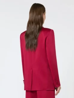Double-breasted envers satin blazer - RUBY