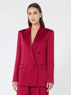 Double-breasted envers satin blazer - RUBY