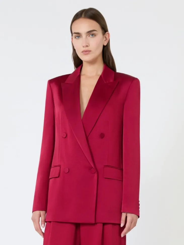 Double-breasted envers satin blazer - RUBY