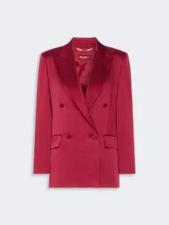 Double-breasted envers satin blazer - RUBY