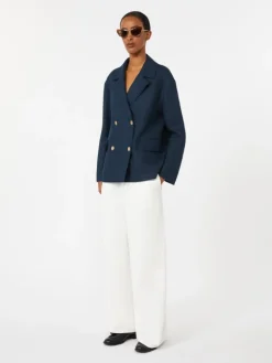 Double-breasted linen jacket - MIDNIGHTBLUE