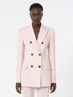 Double-breasted natural stretch wool blazer - ANTIQUE ROSE