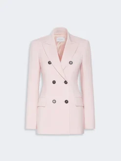 Double-breasted natural stretch wool blazer - ANTIQUE ROSE