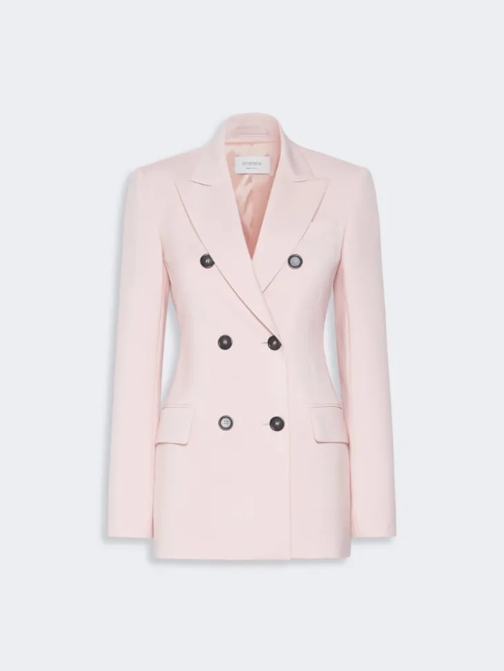 Double-breasted natural stretch wool blazer - ANTIQUE ROSE