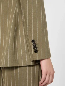 Double-breasted pinstripe jersey blazer - KAKI