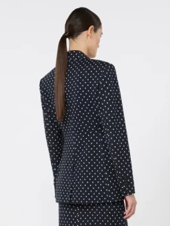Double-breasted polka dot jersey blazer - ULTRAMARINE