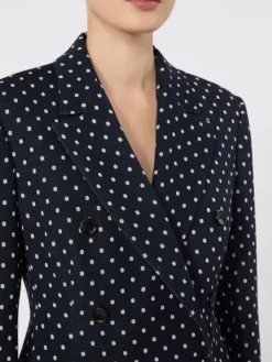 Double-breasted polka dot jersey blazer - ULTRAMARINE