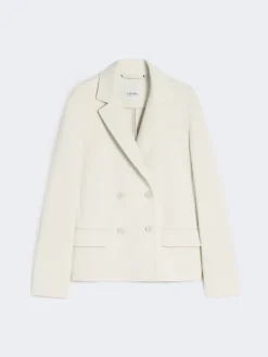 Double-breasted scuba jersey jacket - BEIGE
