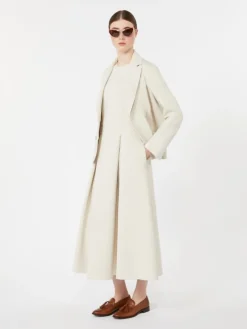Double-breasted scuba jersey jacket - BEIGE