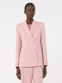 Double-breasted stretch wool blazer - ANTIQUE ROSE