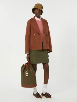 Double-breasted suede jacket - TERRA COTTA