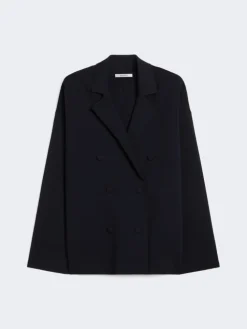 Double-breasted viscose crêpe jacket - ULTRAMARINE