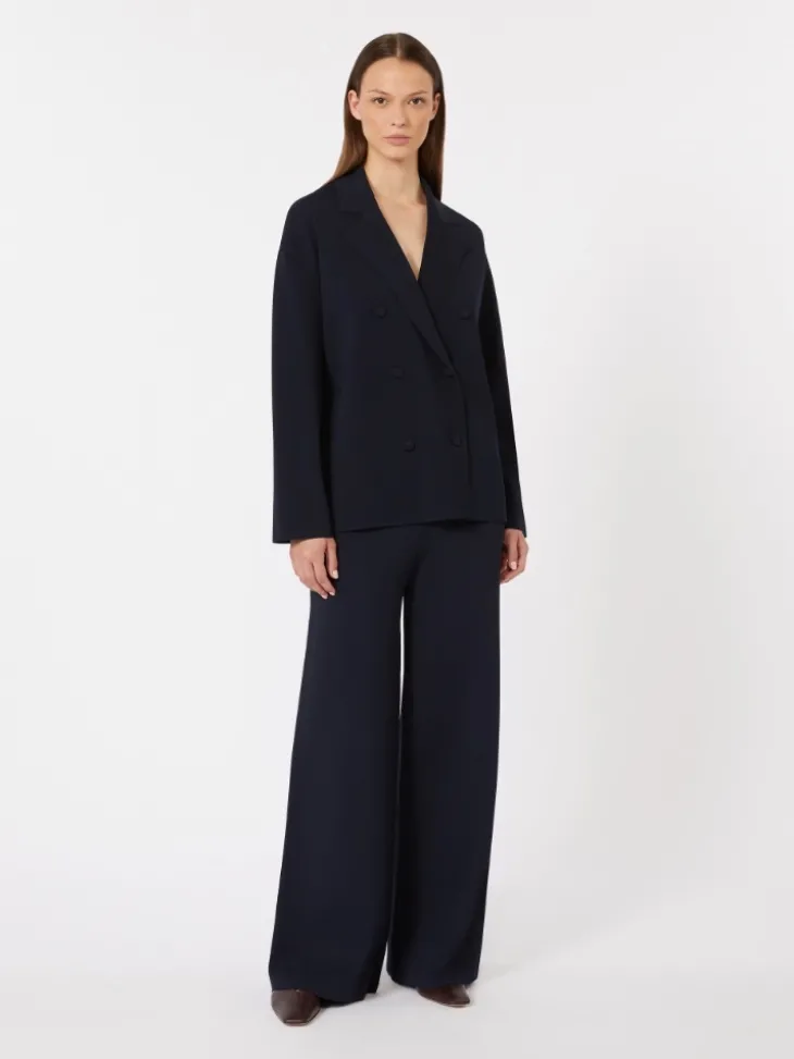 Double-breasted viscose crêpe jacket - ULTRAMARINE