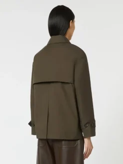 Double-breasted water-repellent cotton trench coat - GREEN
