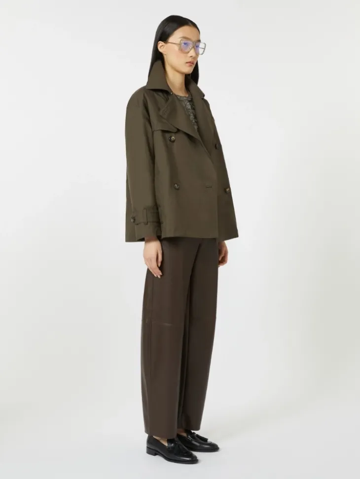 Double-breasted water-repellent cotton trench coat - GREEN