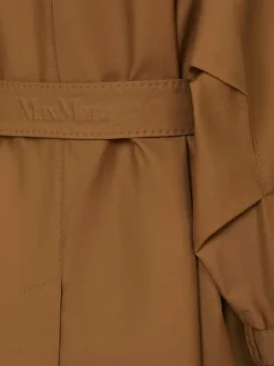 Double-breasted water-repellent twill trench coat - TOBACCO
