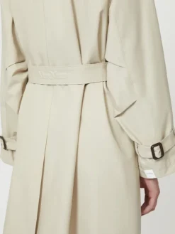 Double-breasted water-repellent twill trench coat - NATURAL
