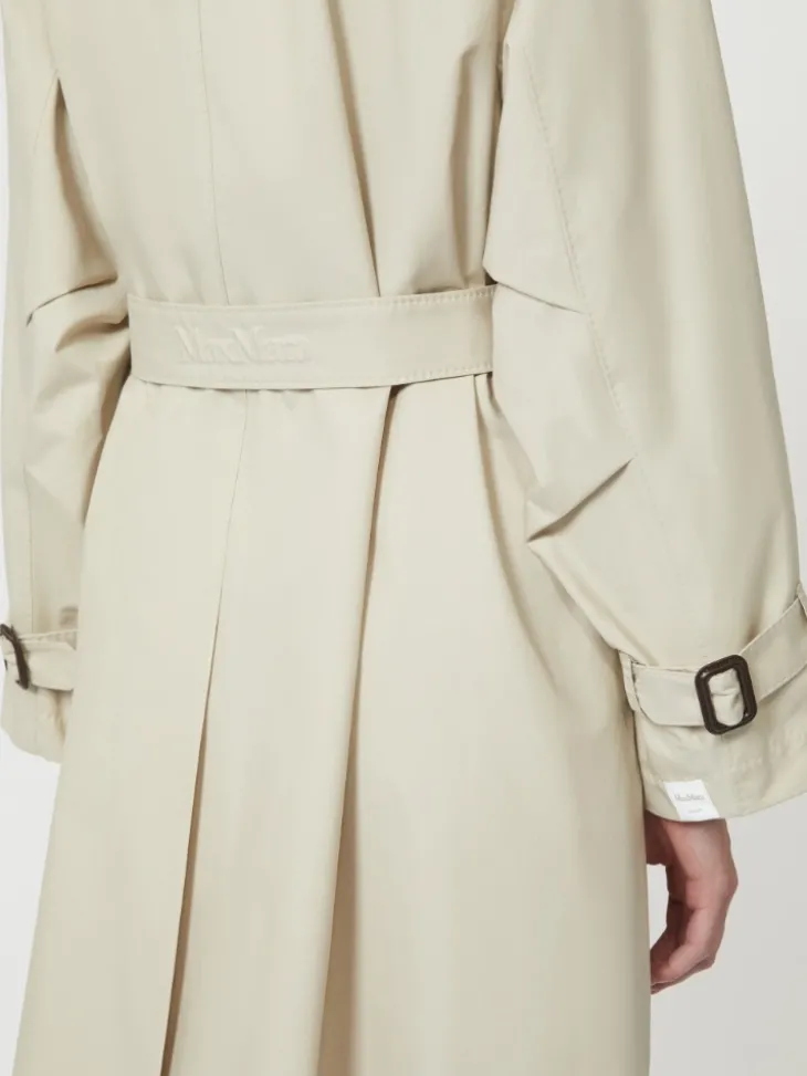 Double-breasted water-repellent twill trench coat - NATURAL