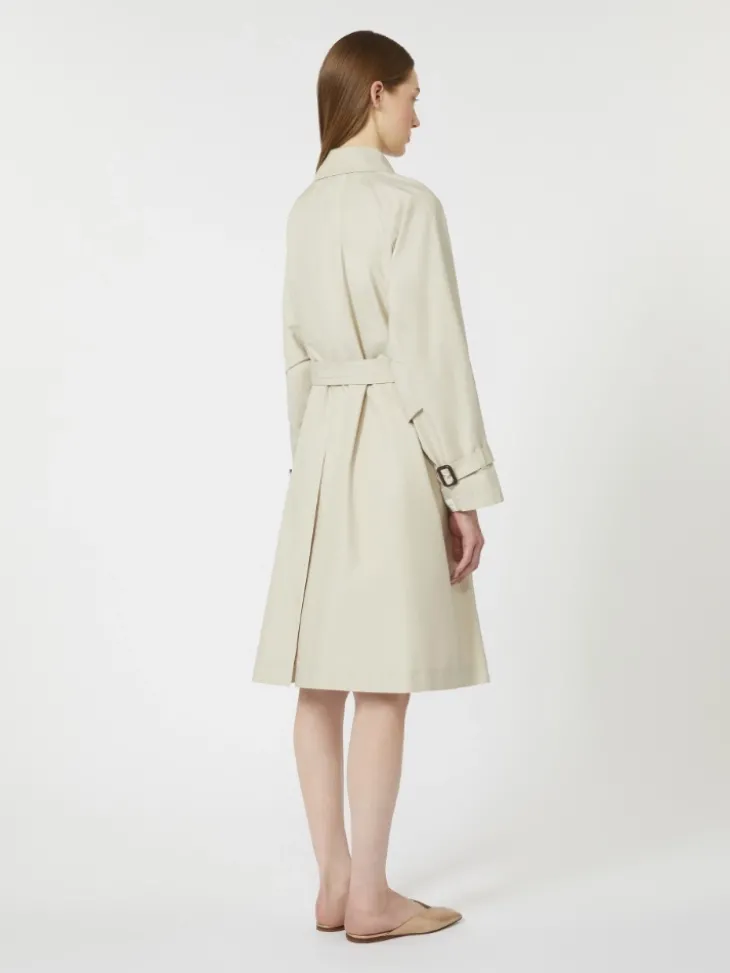 Double-breasted water-repellent twill trench coat - NATURAL
