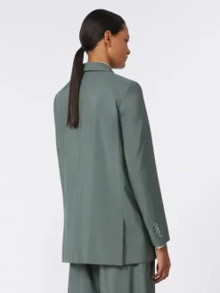 Double-breasted wool and silk blazer - DARK GREEN