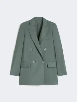 Double-breasted wool and silk blazer - DARK GREEN
