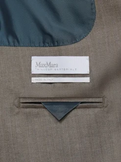 Double-breasted wool and silk blazer - CAMEL
