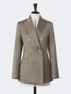 Double-breasted wool and silk blazer - CAMEL