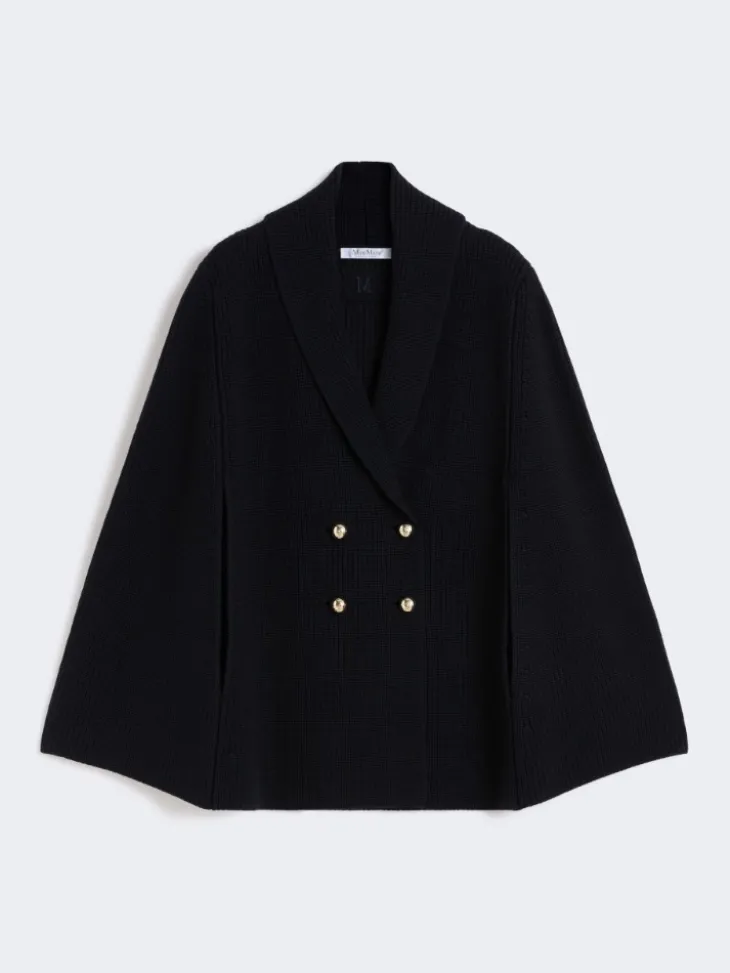 Double-breasted wool cape - MIDNIGHTBLUE