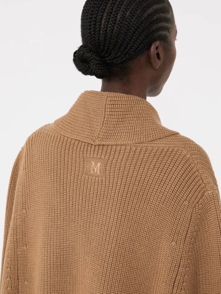 Double-breasted wool cape - CAMEL