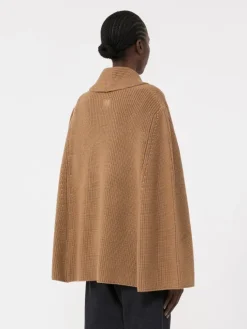 Double-breasted wool cape - CAMEL