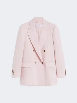 Double-breasted wool, mohair and silk blazer - BEIGE PINK