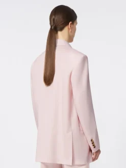 Double-breasted wool, mohair and silk blazer - BEIGE PINK