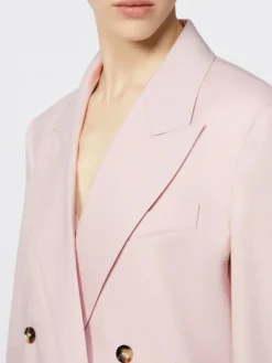 Double-breasted wool, mohair and silk blazer - BEIGE PINK