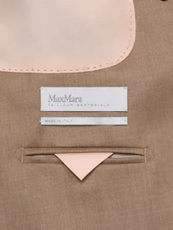 Double-breasted wool twill blazer - HAZELNUT BROWN