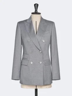 Double-breasted wool twill blazer - MEDIUM GREY