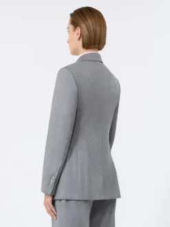 Double-breasted wool twill blazer - MEDIUM GREY