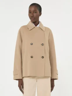 Double-breasted wool-blend pea coat - CAMEL