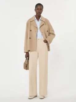 Double-breasted wool-blend pea coat - CAMEL