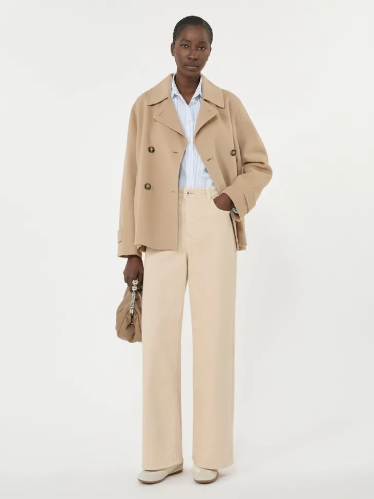 Double-breasted wool-blend pea coat - CAMEL