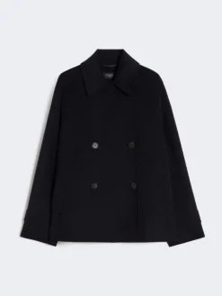 Double-breasted wool-blend pea coat - NAVY