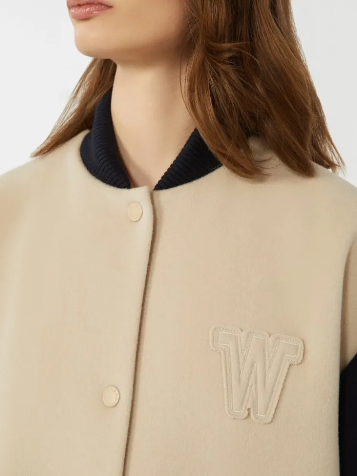 Double-faced wool bomber jacket - SAND