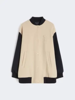 Double-faced wool bomber jacket - SAND