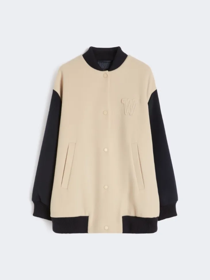 Double-faced wool bomber jacket - SAND