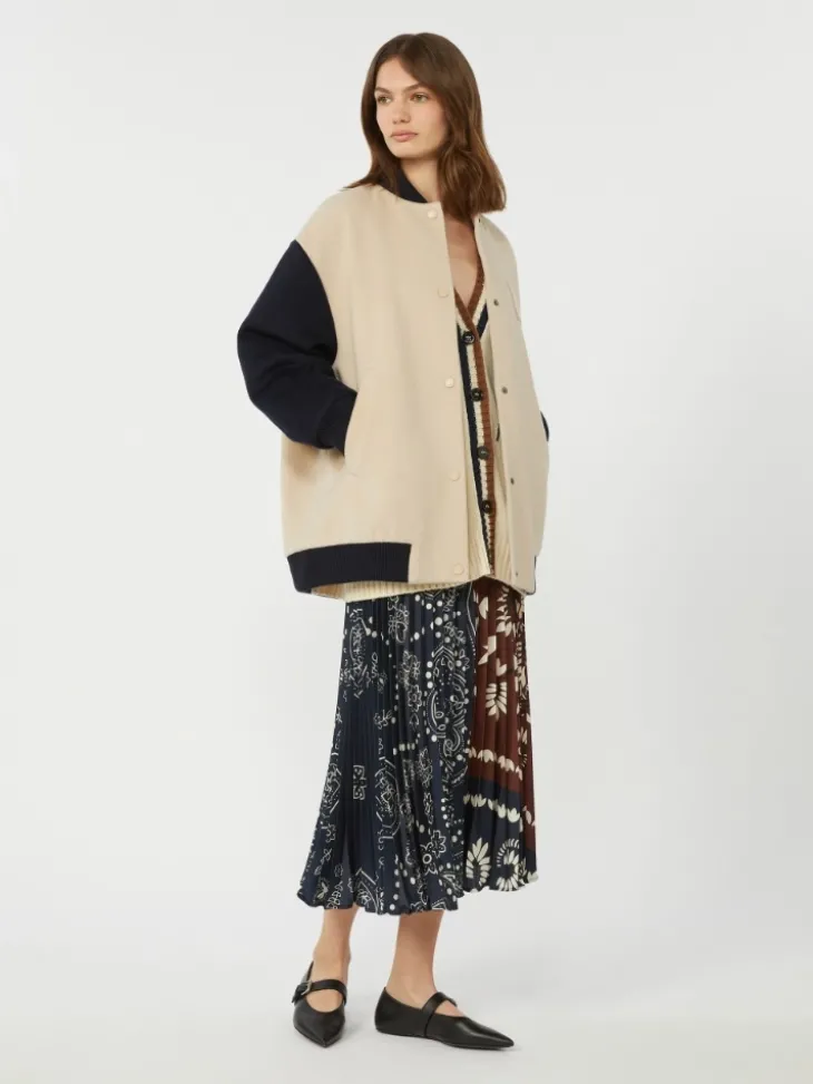 Double-faced wool bomber jacket - SAND