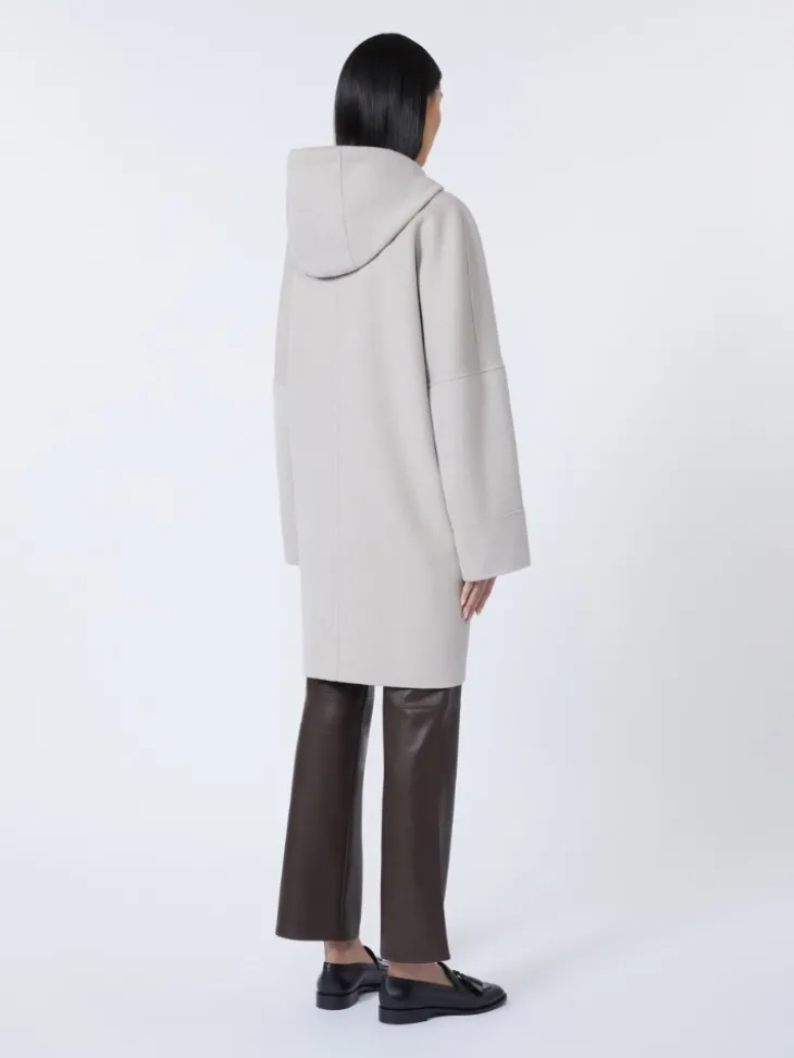 Double-faced wool hooded coat - BEIGE