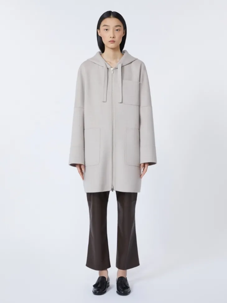 Double-faced wool hooded coat - BEIGE
